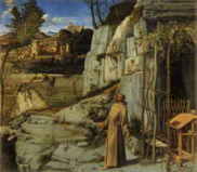  ジョヴァンニ・ベリーニ　「　荒野の聖フランチェスコ　」　1480　｜　124.4 x 141.9 cm　｜　フリック・コレクション　　ニューヨーク